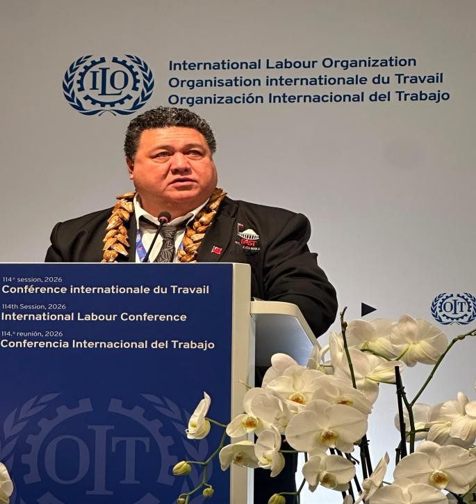 The Honourable Fata Ryan Schuster delivering Samoa's national statement at the 114th Session of the International Labour Conference.