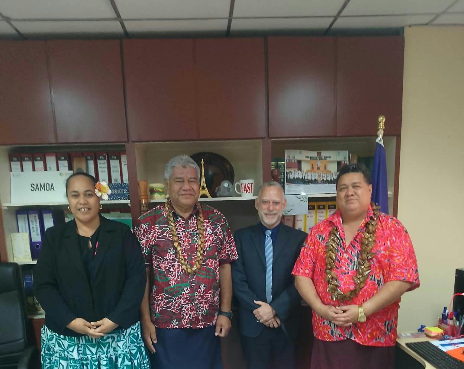 Minister Fata Ryan Schuster and Ambassador of Israel Alon Roth with officials during the courtesy call